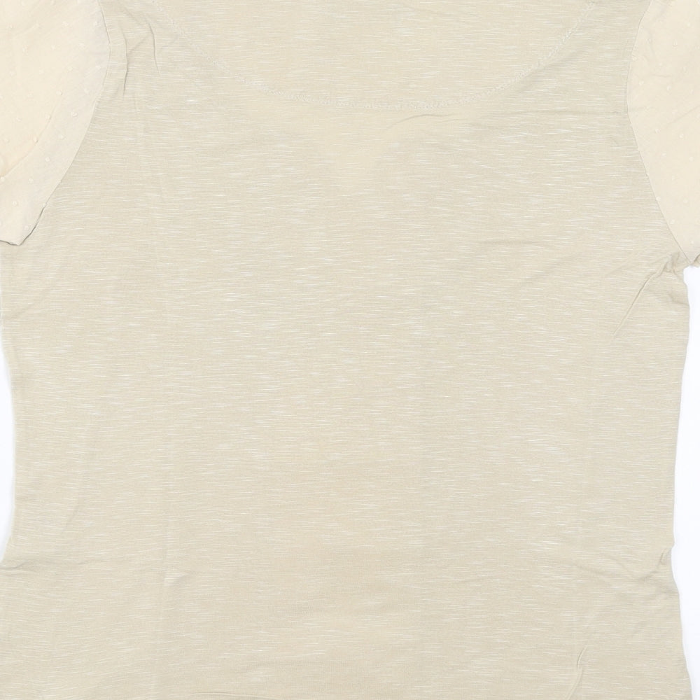 Marks & Spencer Womens Beige Basic Blouse Size 14 - Embroidered detail
