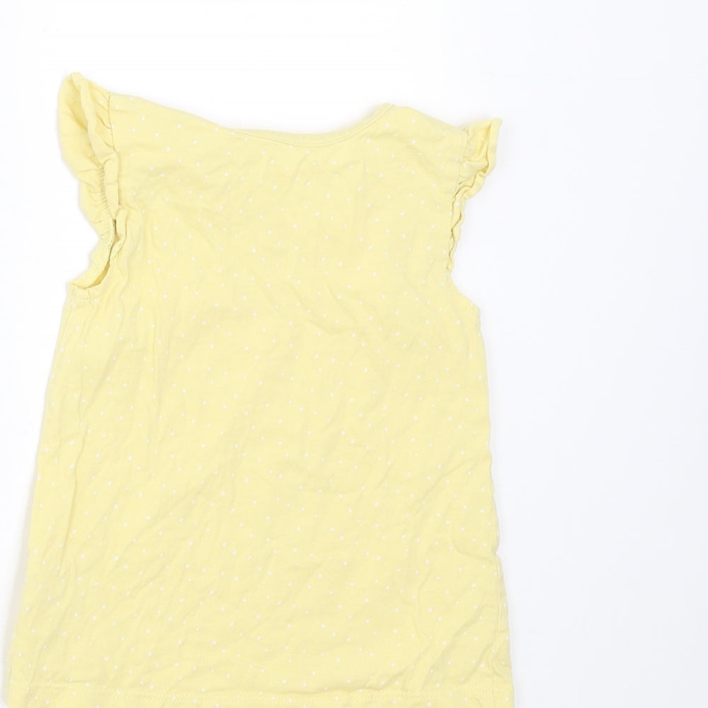 George Girls Yellow Polka Dot Basic T-Shirt Size 12-18 Months