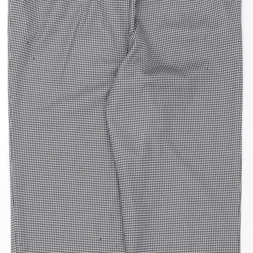 Marks & Spencer Womens Blue Houndstooth Trousers Size 14 L26 in