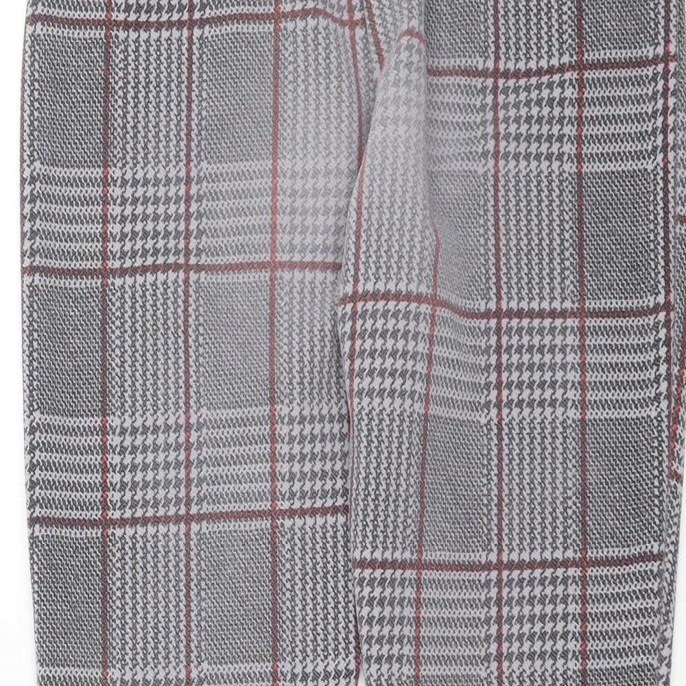 Boohoo Womens Grey Check Trousers Size 10 L26 in