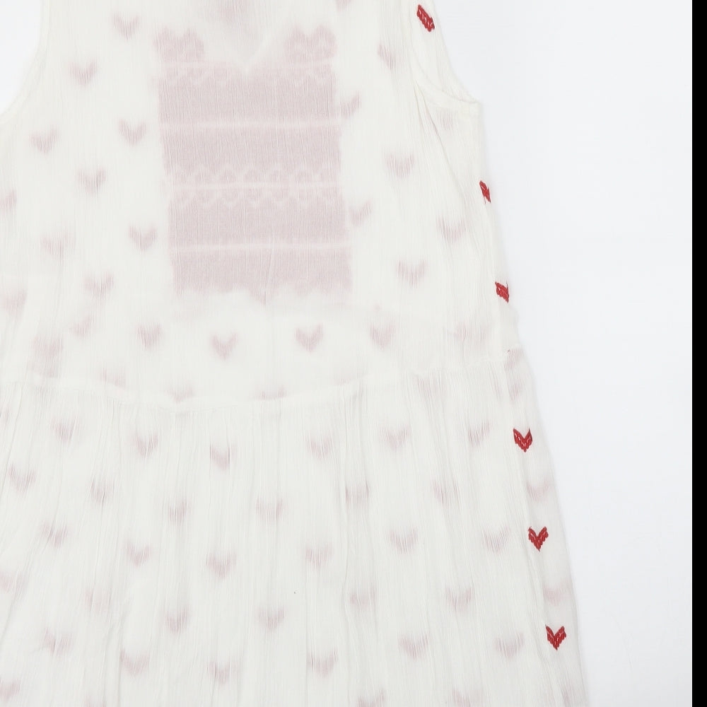 Anmol Womens White Geometric A-Line Size L