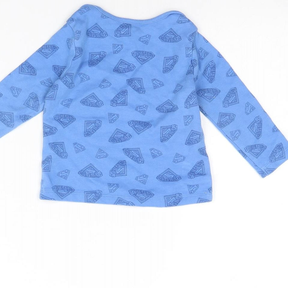 Preworn Baby Blue Spotted Basic T-Shirt Size 6-9 Months - Superbaby