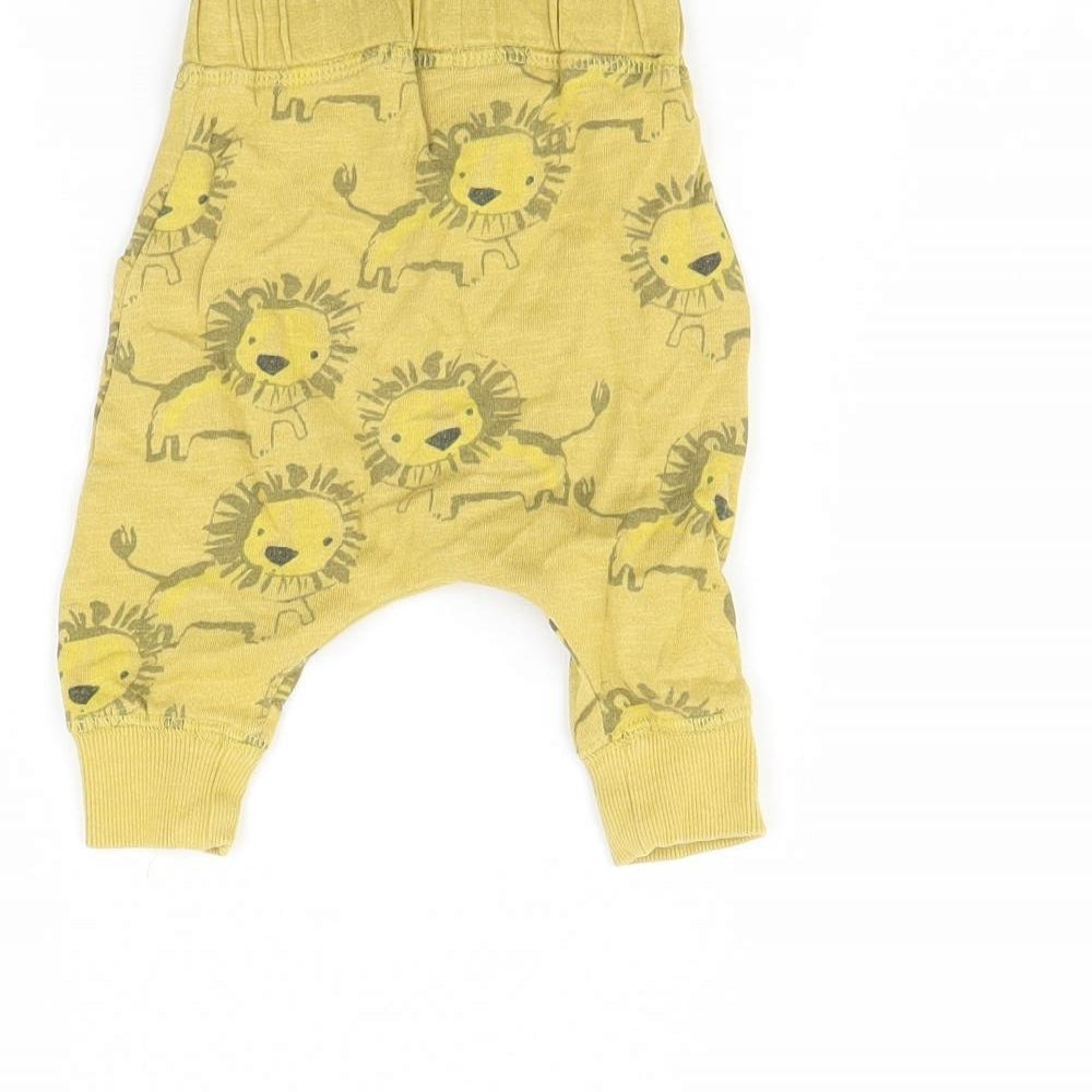 NEXT Baby Yellow Animal Print Jogger Trousers Size 0-3 Months - lion