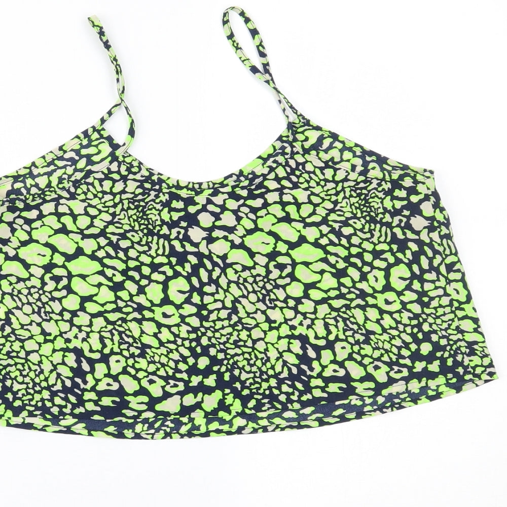Topshop Womens Green Camouflage Cropped Tank Size 8