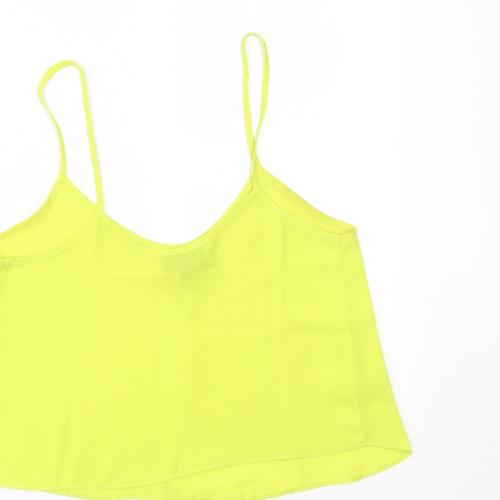 Topshop Womens Yellow Cropped T-Shirt Size 8
