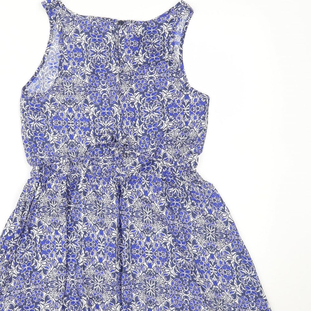 Papaya Womens Blue Floral Fit & Flare Size 10