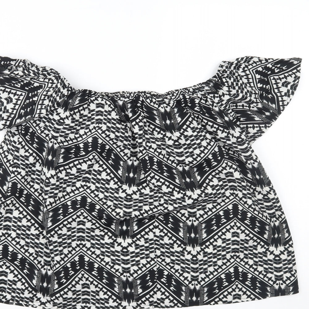 Primark Womens Black Geometric Basic Blouse Size 10