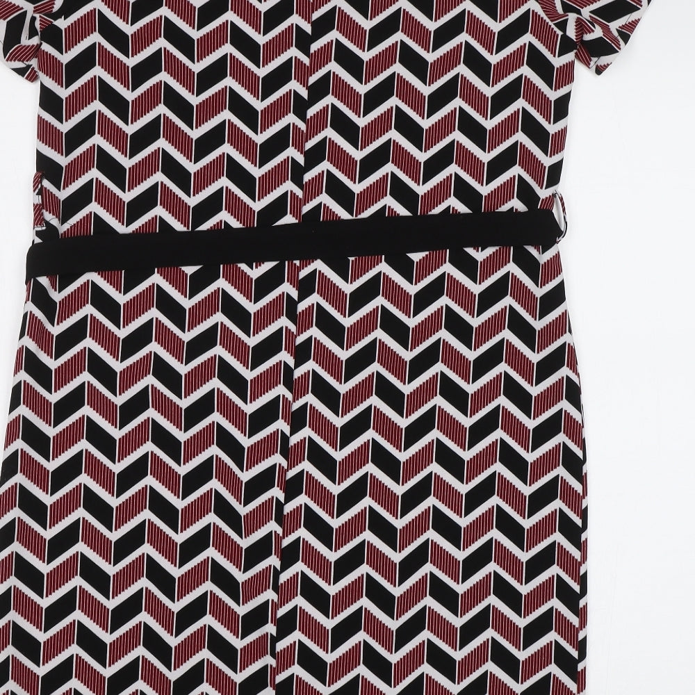 New Look Womens Red Geometric Pencil Dress Size 10