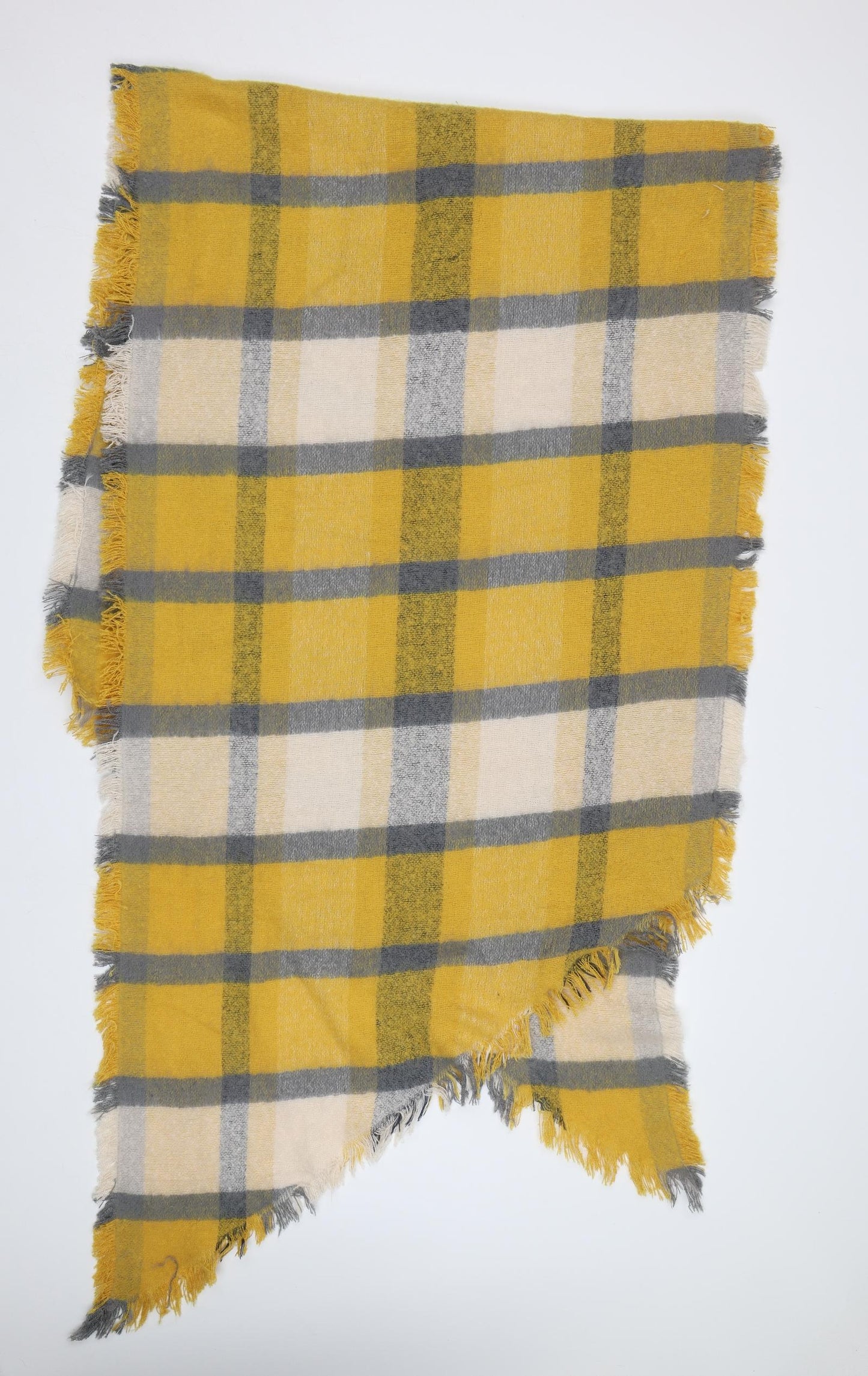 Preworn Womens Yellow Check Shawl/Wrap