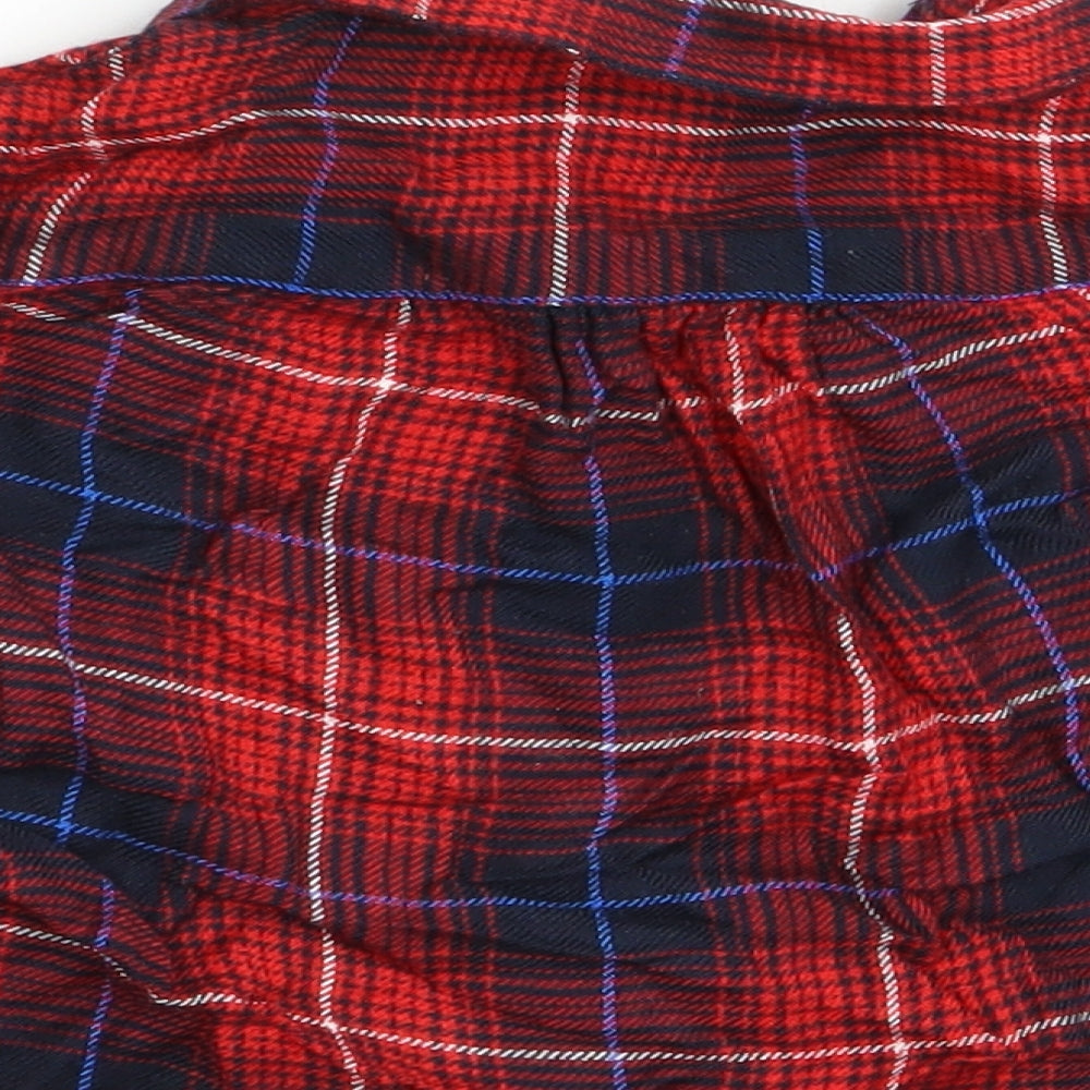 River Island Mini Girls Red Check Basic Blouse Size 0-3 Months - Frilled Cuffs