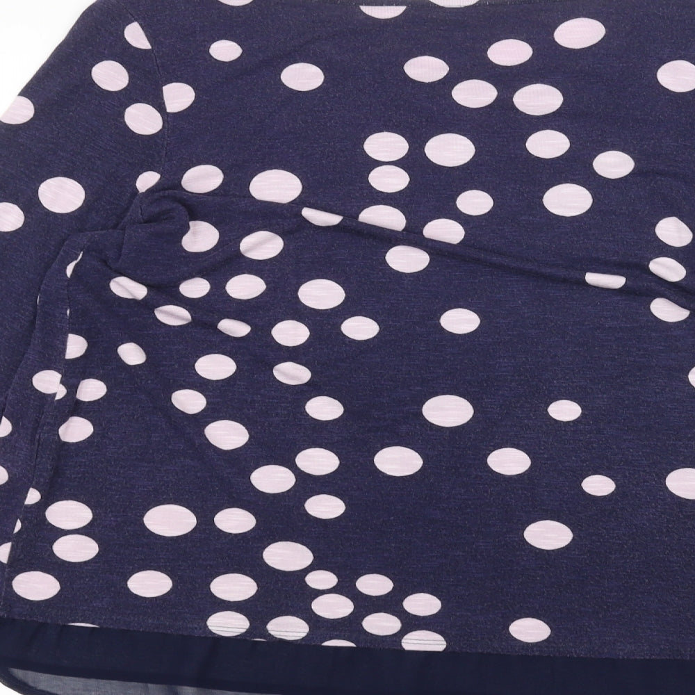 Roman Womens Blue Polka Dot Basic T-Shirt Size 12