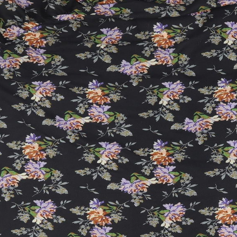 In the Style Womens Black Floral Basic Blouse Size 10