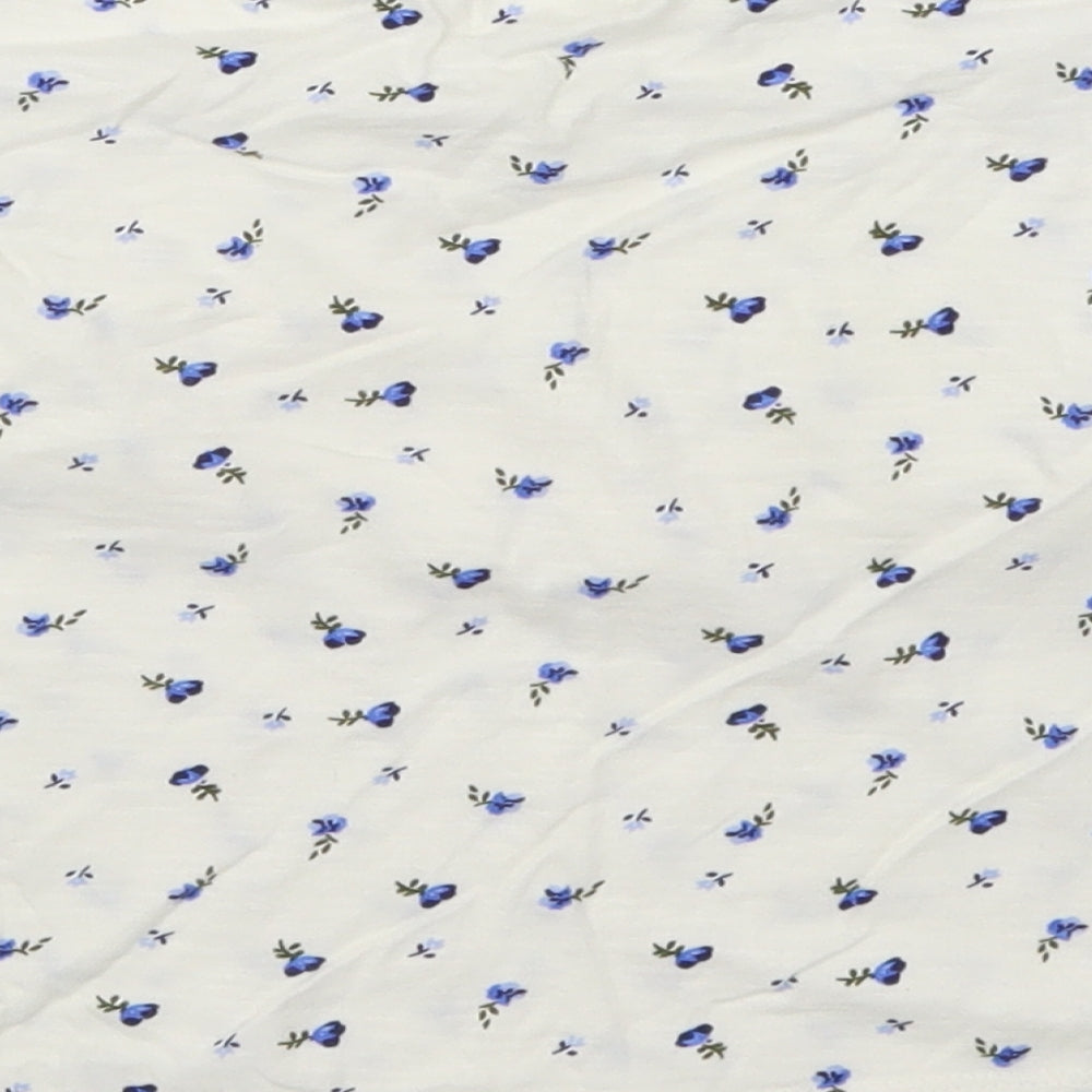 NEXT Girls White Floral Basic T-Shirt Size 6 Years - Blue Flowers