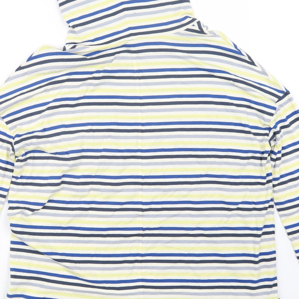 EAST Womens Blue Striped Basic T-Shirt Size S
