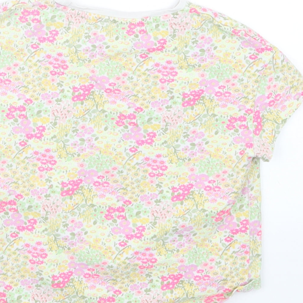 NEXT Girls Purple Floral Basic T-Shirt Size 6 Years