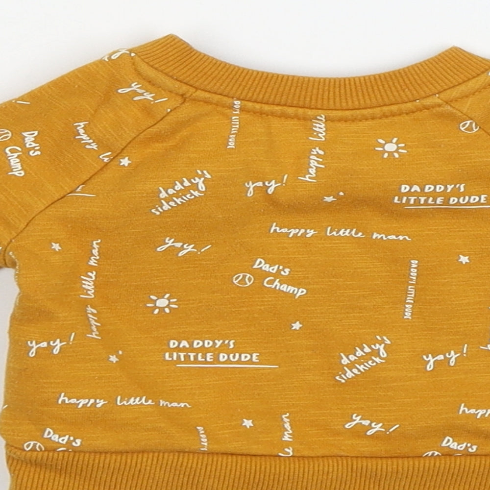 Primark Boys Orange Geometric Jersey Pullover Jumper Size 0-3 Months - Daddy's Champ