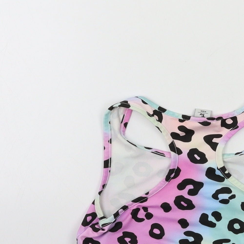 TU Girls Pink Animal Print Basic Tank Size 10 Years