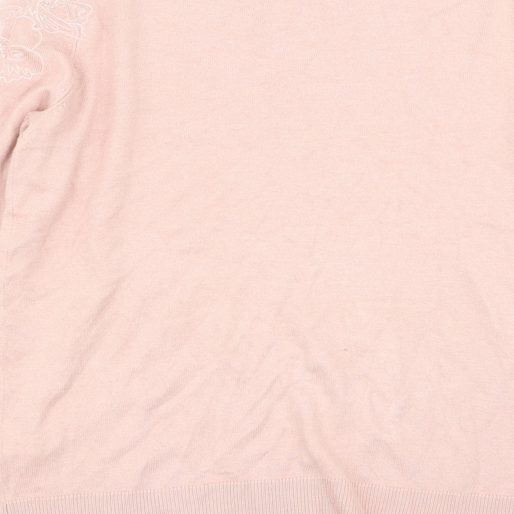 Warehouse Womens Pink Floral Pullover Jumper Size 12