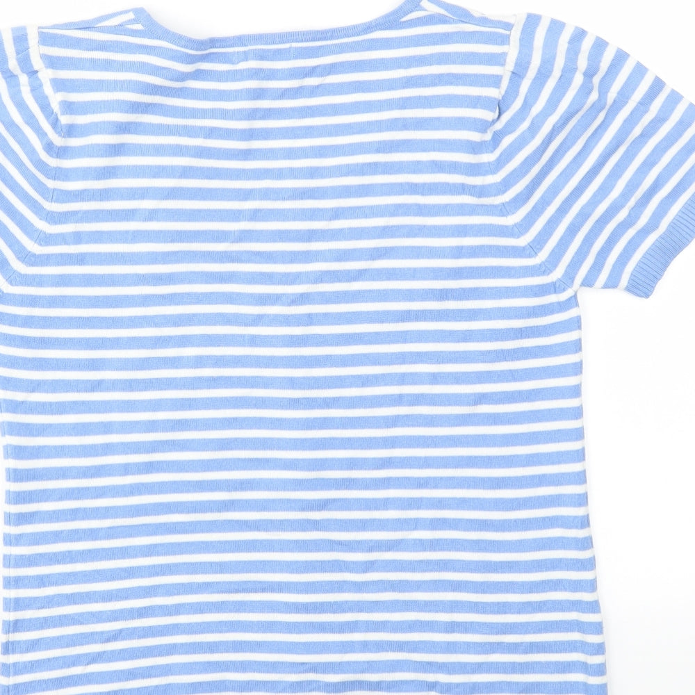 Sky Womens Blue Striped Cardigan Jumper Size L