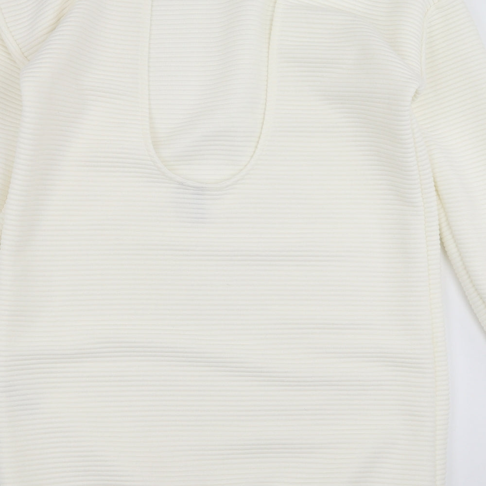 ASOS Womens White Striped Pullover Sweatshirt Size 8 - Scoop Back