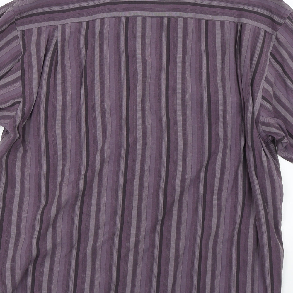 Wolsey Mens Purple Striped Button-Up Size L