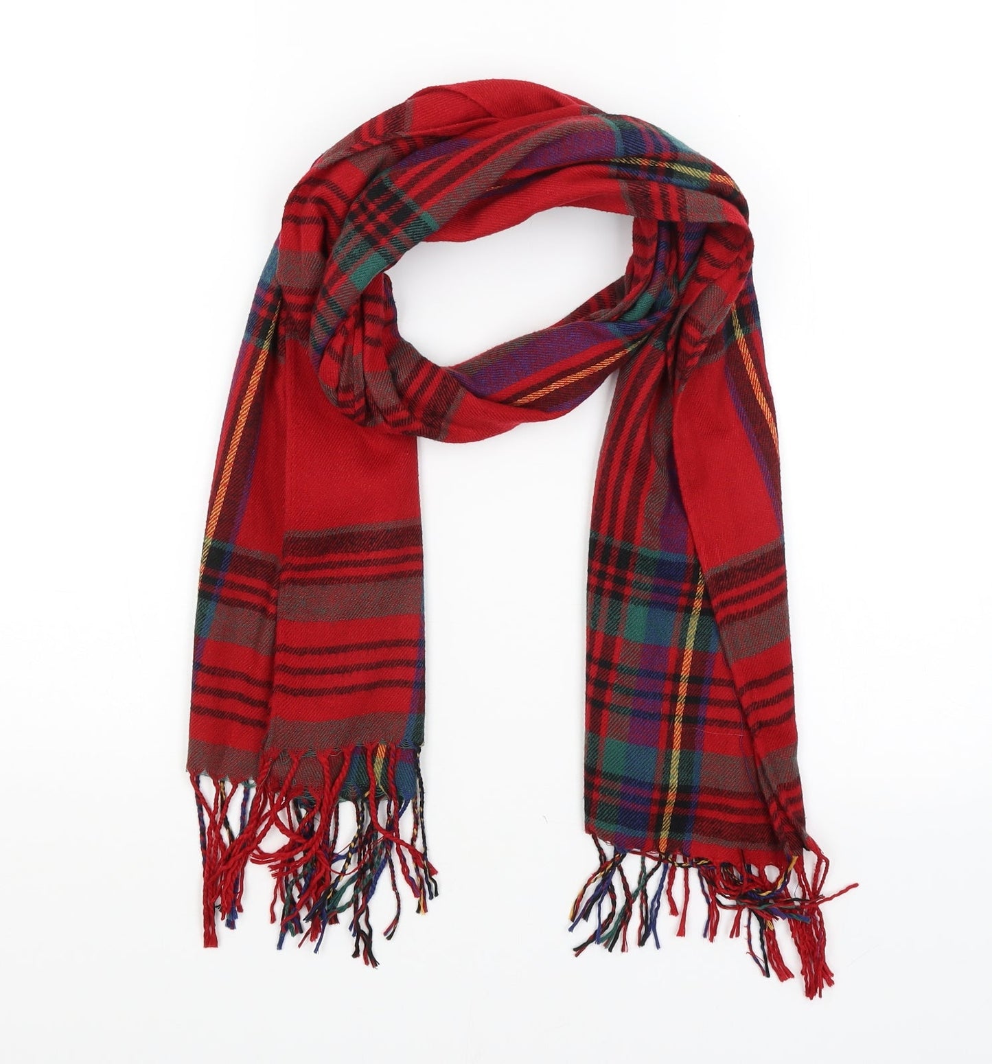 Preworn Womens Red Plaid Scarf