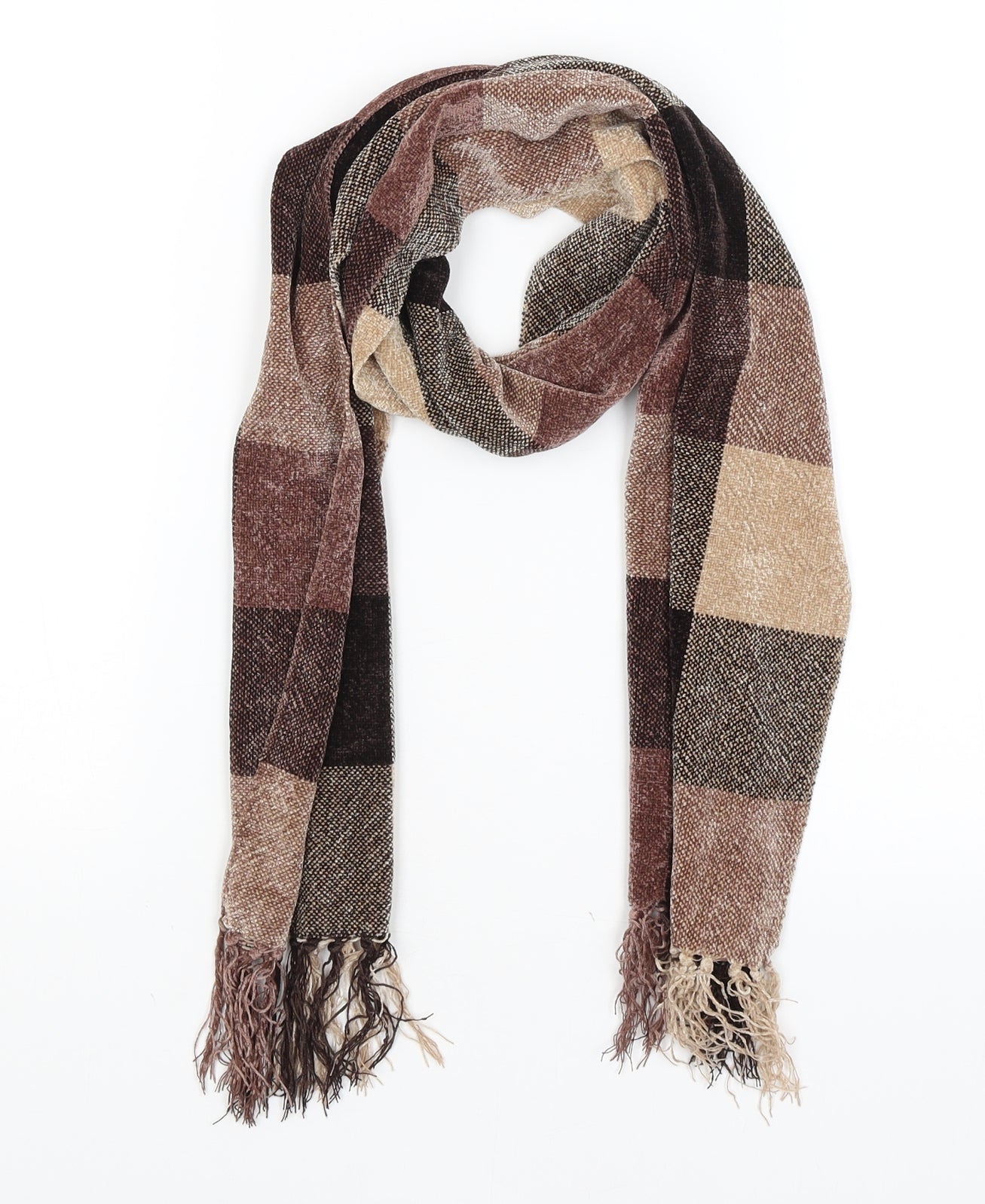 Preworn Womens Brown Check Scarf