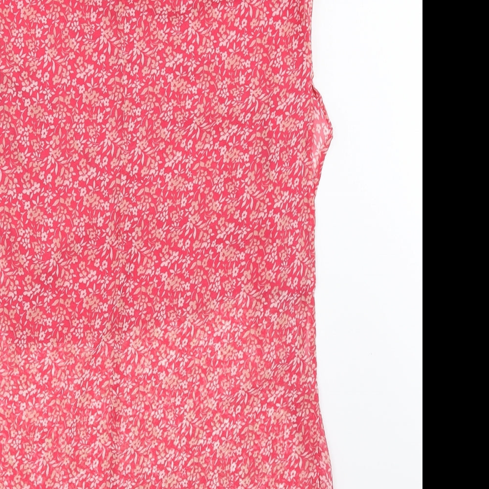 NEXT Womens Pink Floral Basic Blouse Size 12 - Asymmetric Hem