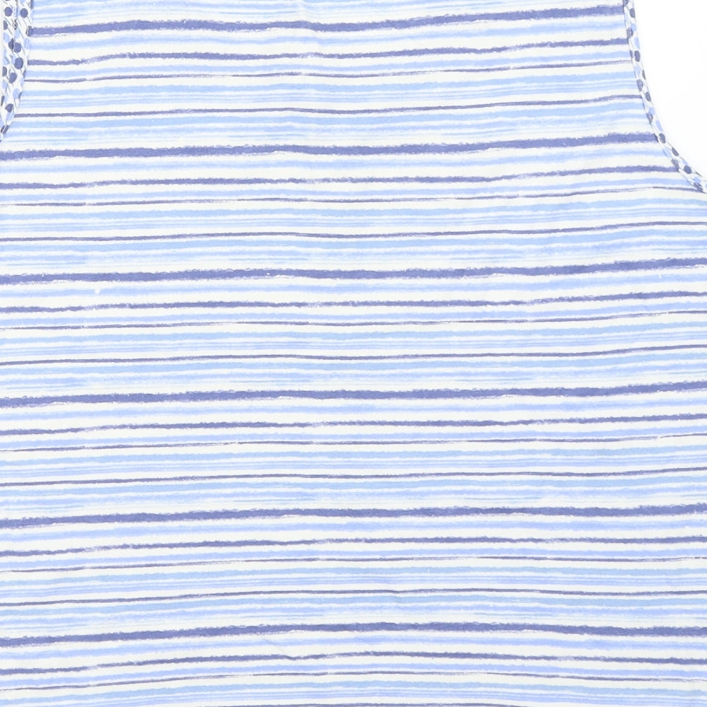 BM Womens Blue Striped Basic Tank Size L