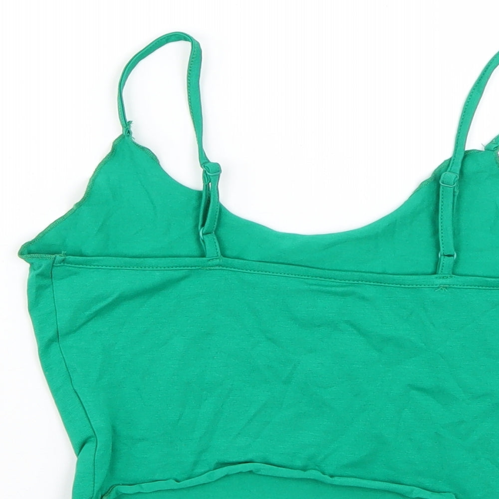 SheIn Womens Green Geometric Basic T-Shirt Size S