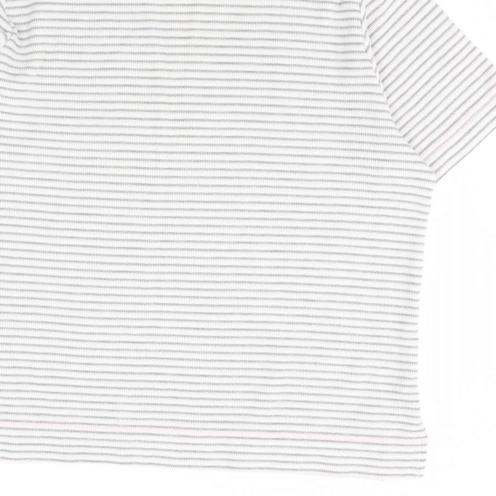 Berketex Womens White Striped Basic T-Shirt Size 14