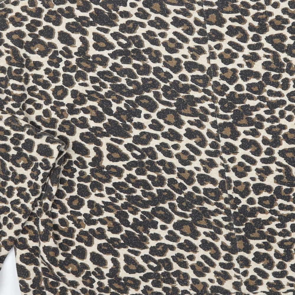 Dorothyt Womens Beige Animal Print Pullover Jumper Size 14