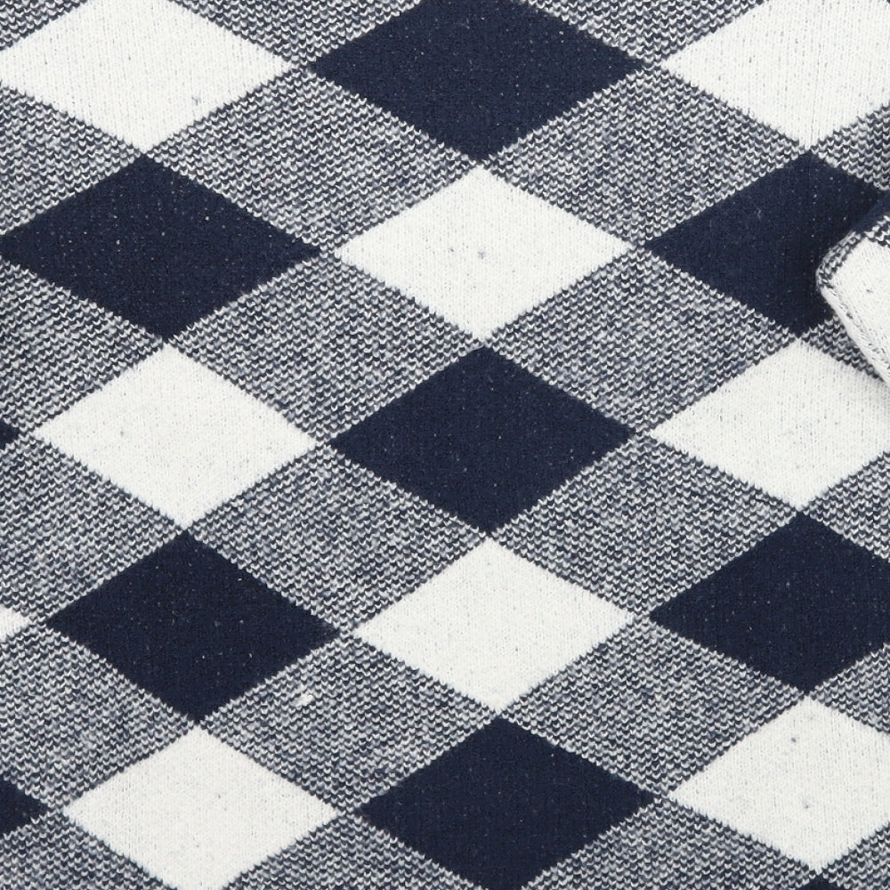 Marks & Spencer Womens Blue Check Pullover Jumper Size M