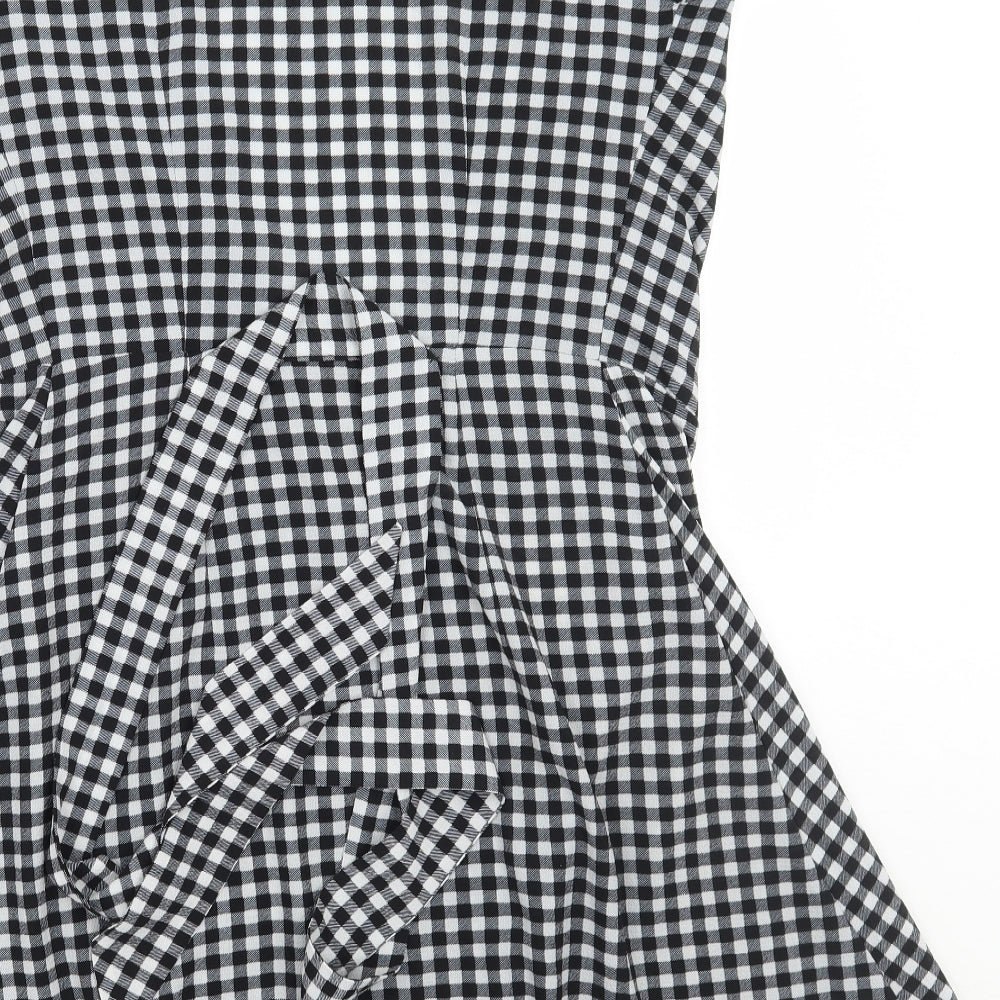 H&M Womens Black Check A-Line Size 6