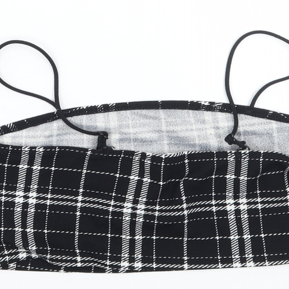 SHEIN Girls Black Check Cropped Tank Size 10-11 Years