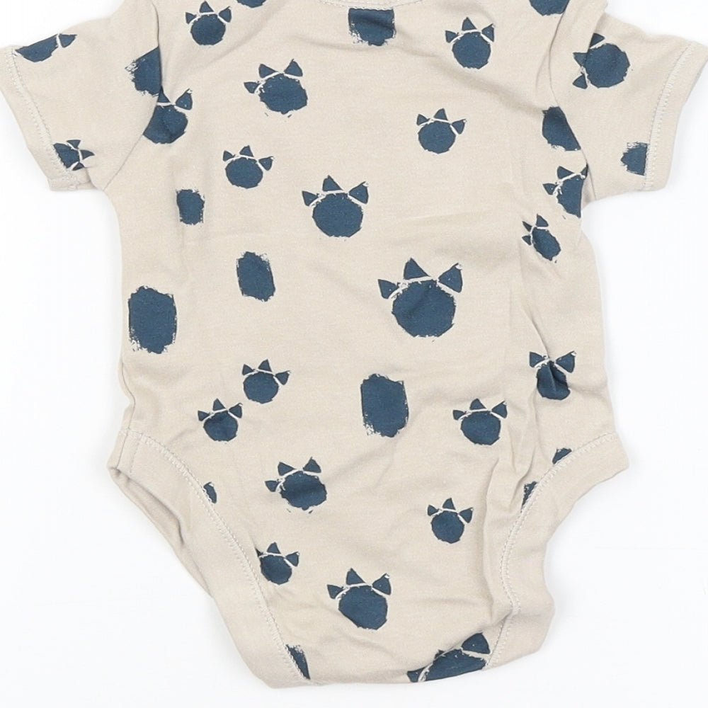 George Baby Beige Animal Print Babygrow One-Piece Size 3-6 Months - Dinosaur Print