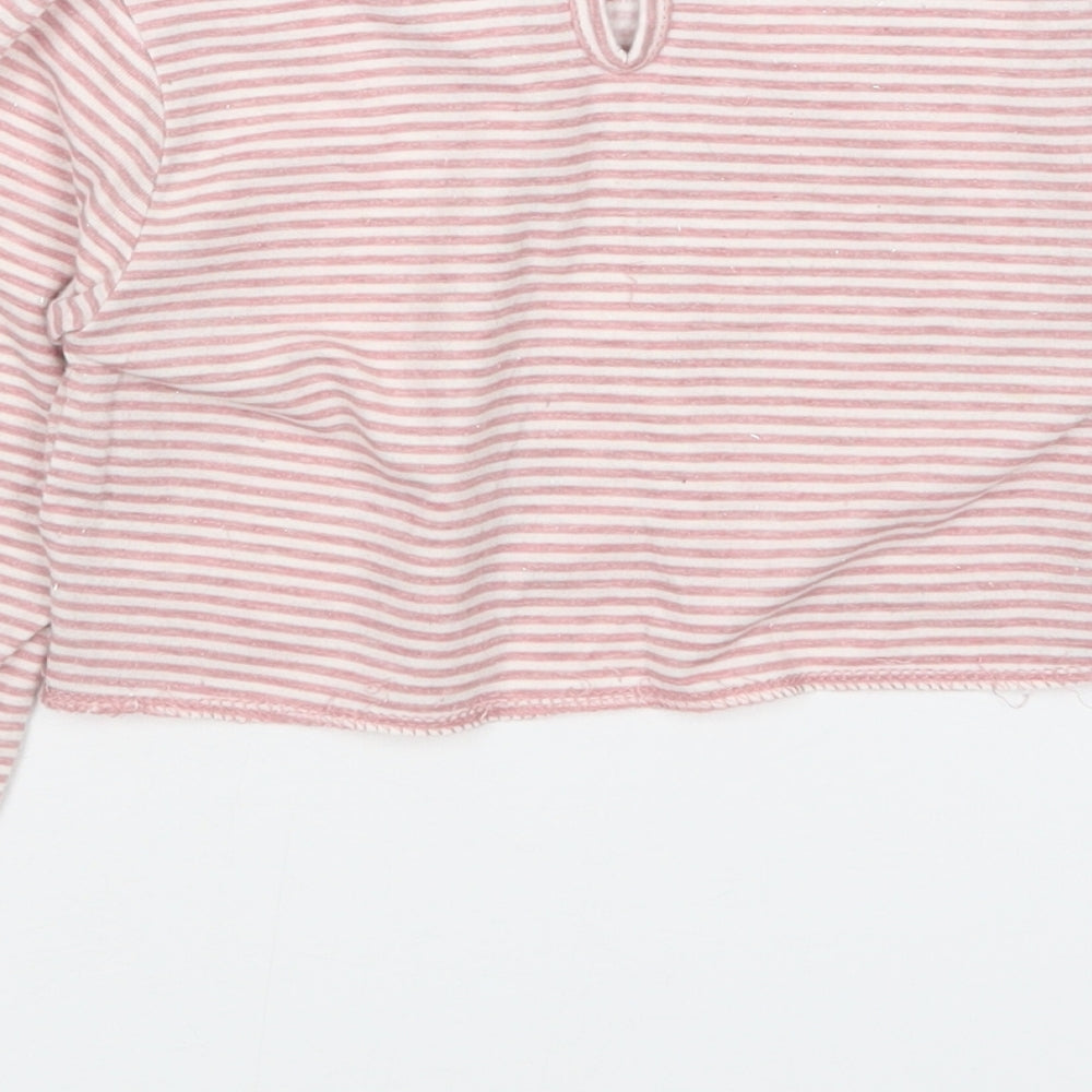 Primark Girls Pink Striped Pullover T-Shirt Size 6-7 Years
