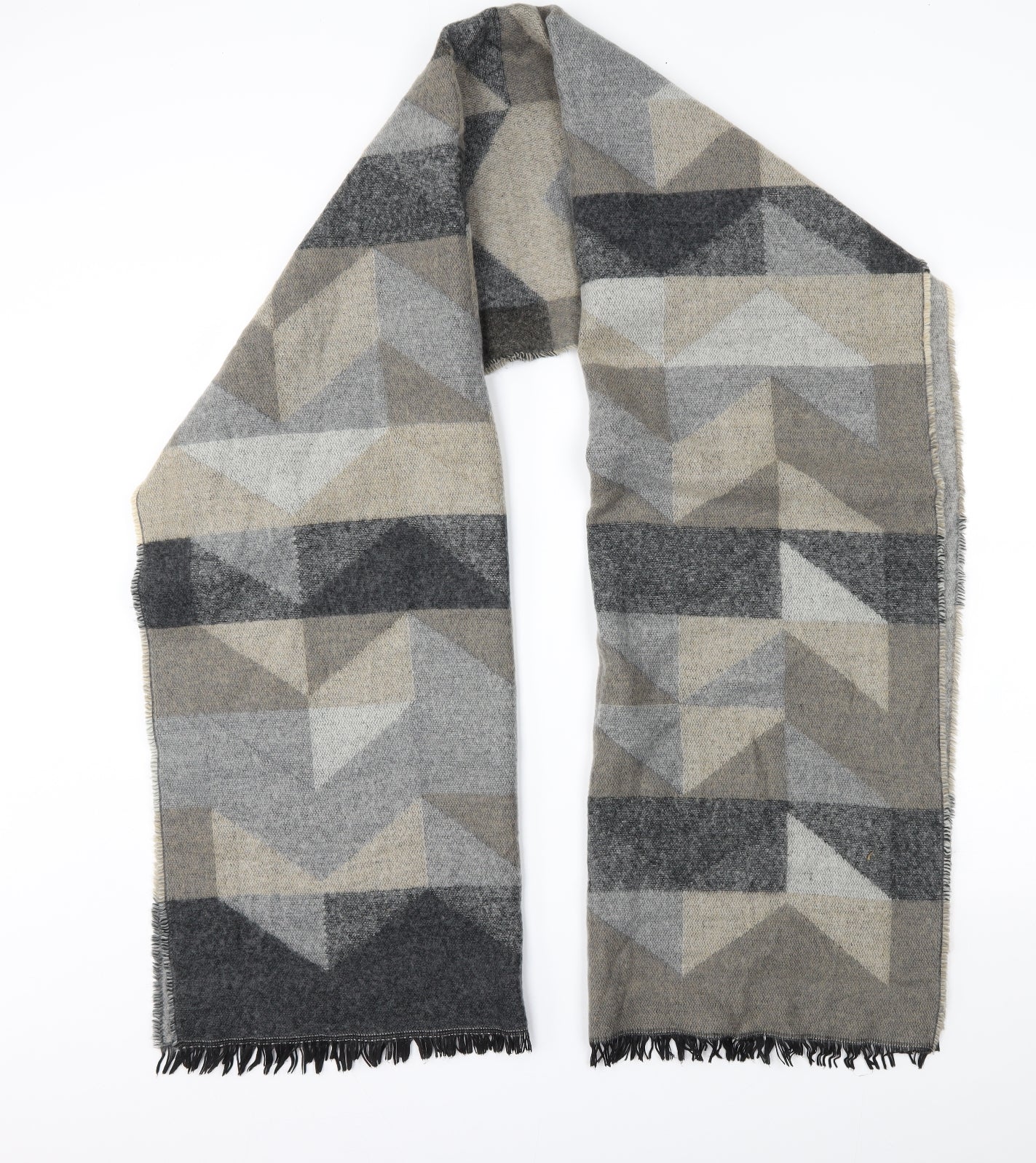 Preworn Womens Brown Geometric Scarf