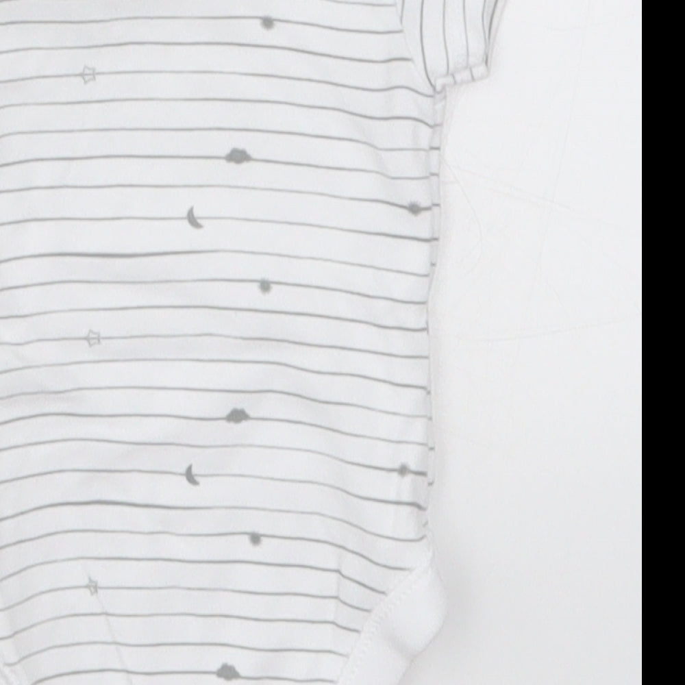 Nutmeg Baby White Striped Babygrow One-Piece Size Newborn - Stars Moon Clouds
