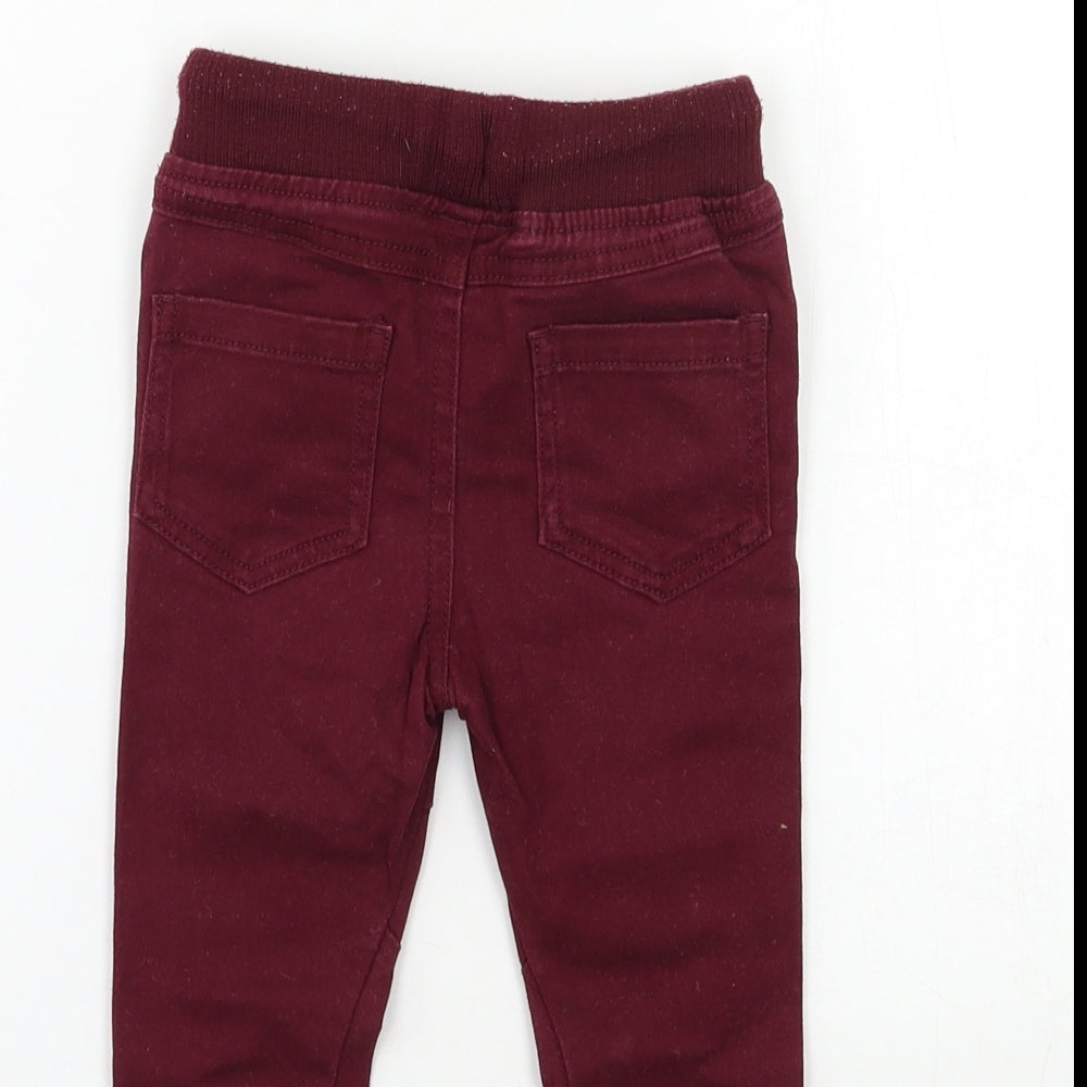 BHS Baby Red Denim Cargo Jeans Size 9-12 Months