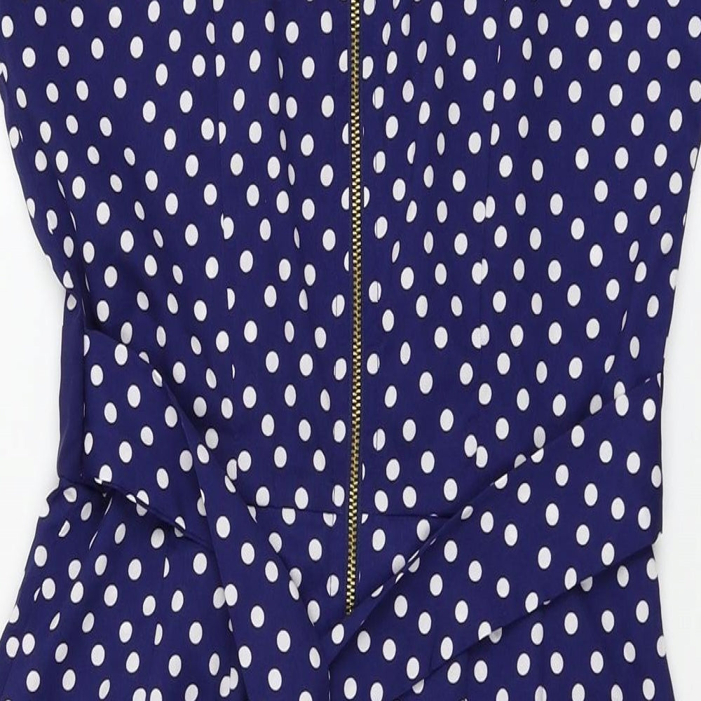 Closet Blue Womens Blue Polka Dot Shift Size 8