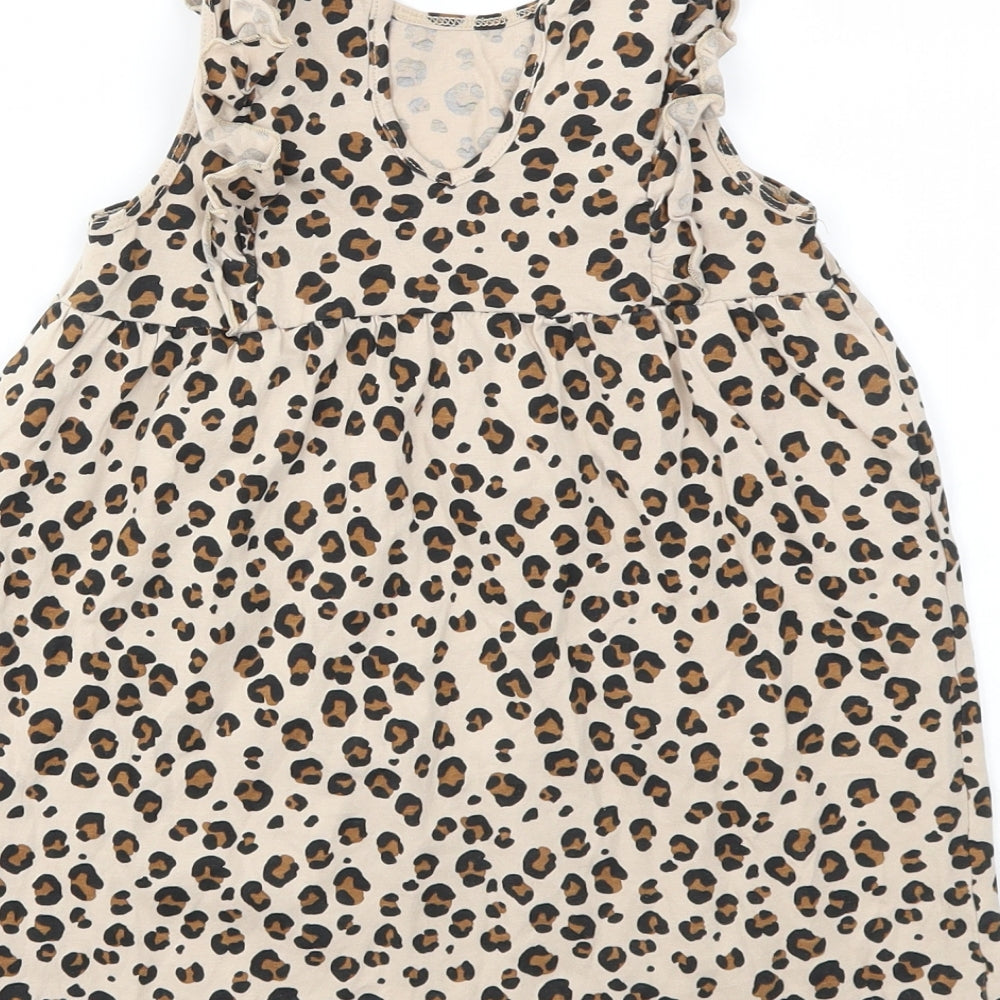 H&M Girls Brown Animal Print Fit & Flare Size 3-4 Years