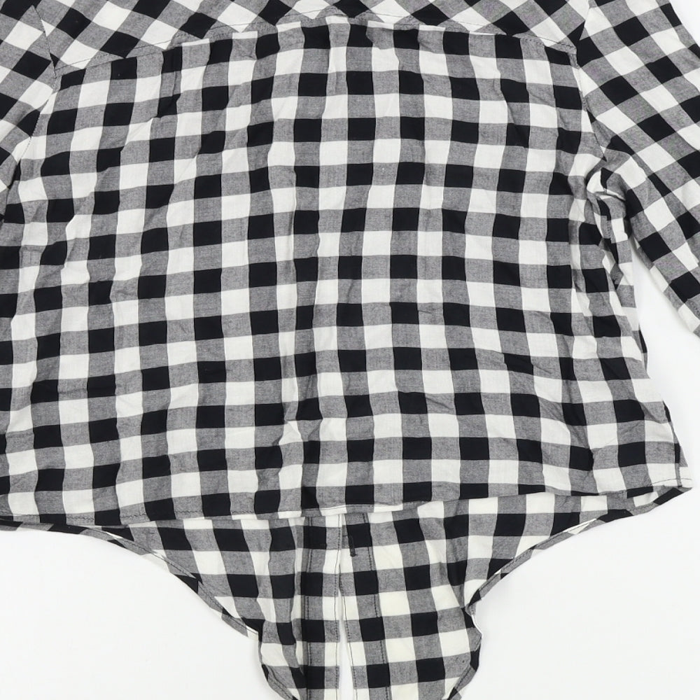 H&M Girls White Check Basic Button-Up Size 13-14 Years