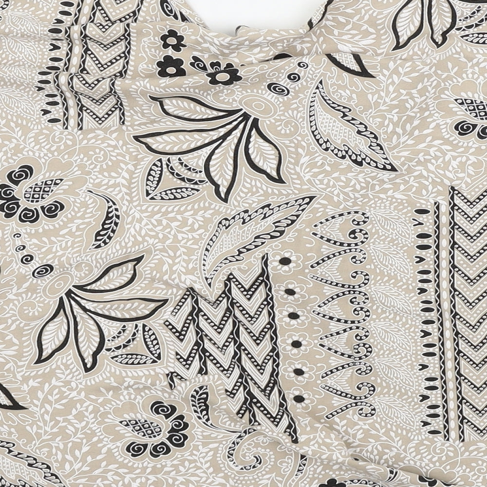 Saloos Womens Beige Floral Basic T-Shirt Size L