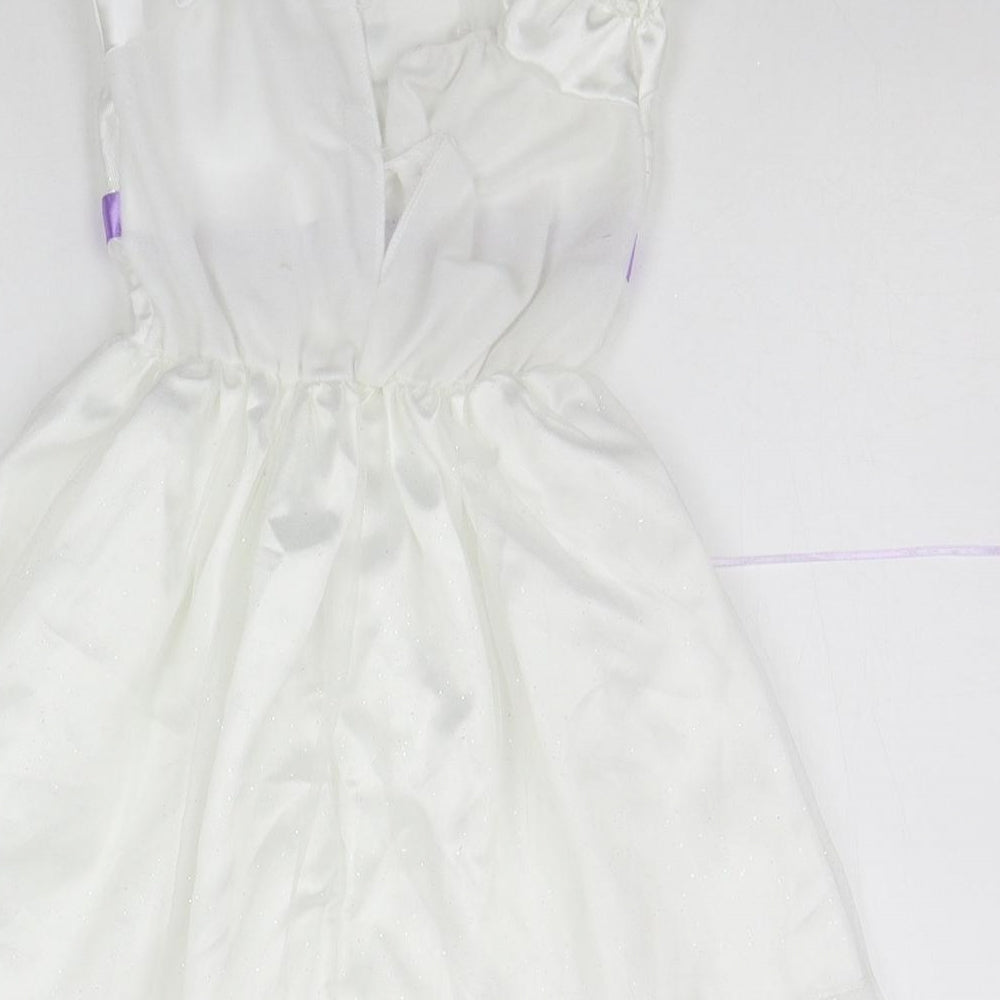 Preworn Girls White A-Line Size 3 Years - Glitter Detail