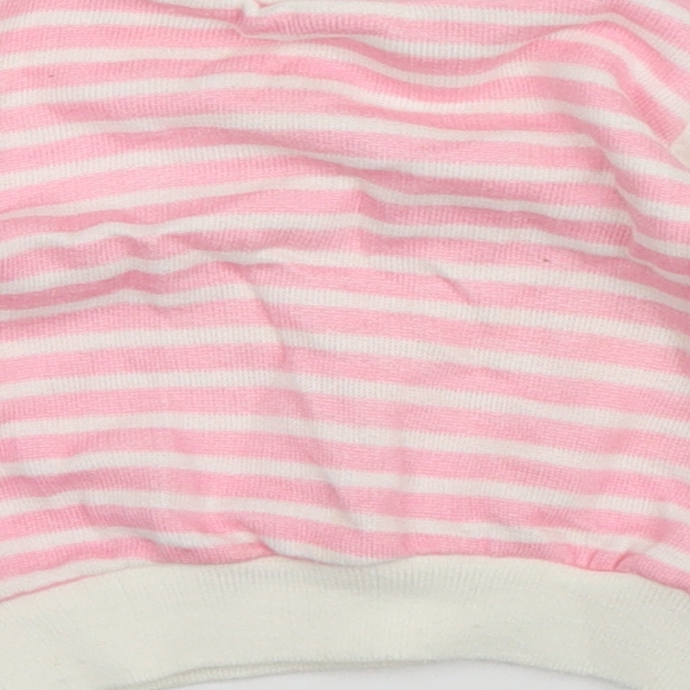 Preworn Girls Pink Striped Pullover Jumper Size 3-6 Months