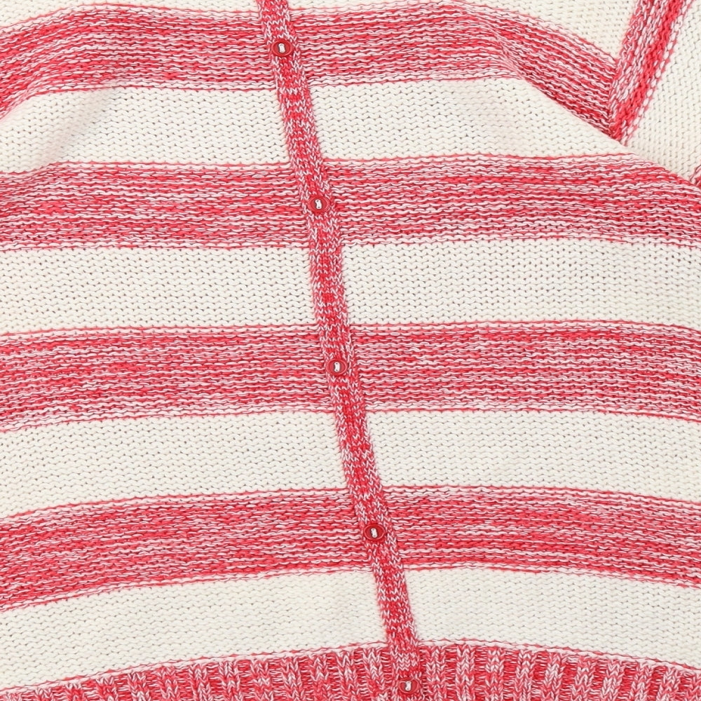 M&Co Womens White Striped Knit Pullover Sweatshirt Size M