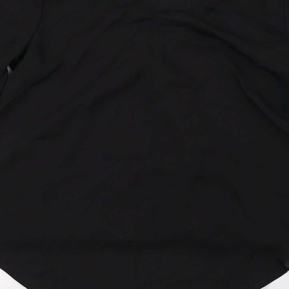 George Womens Black Mesh Basic Blouse Size 12