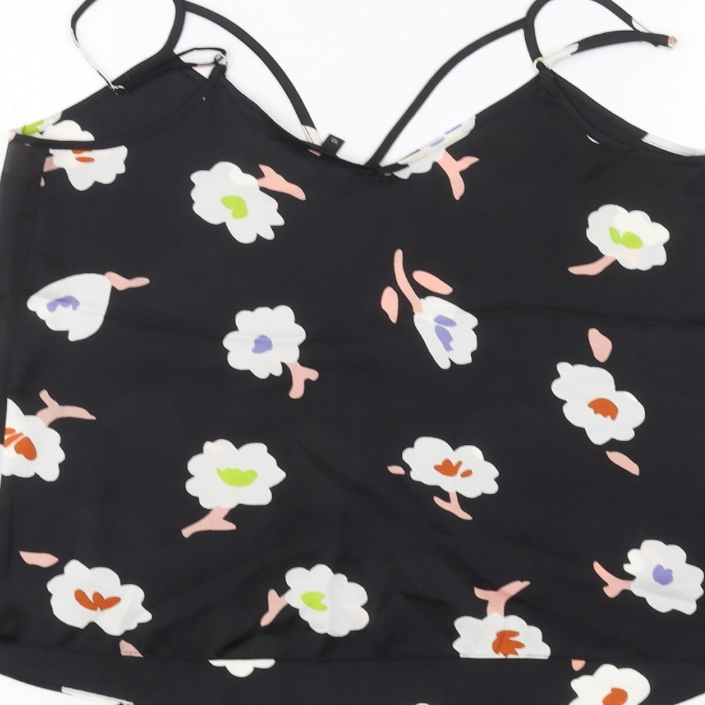River Island Womens Black Floral Basic Blouse Size 10