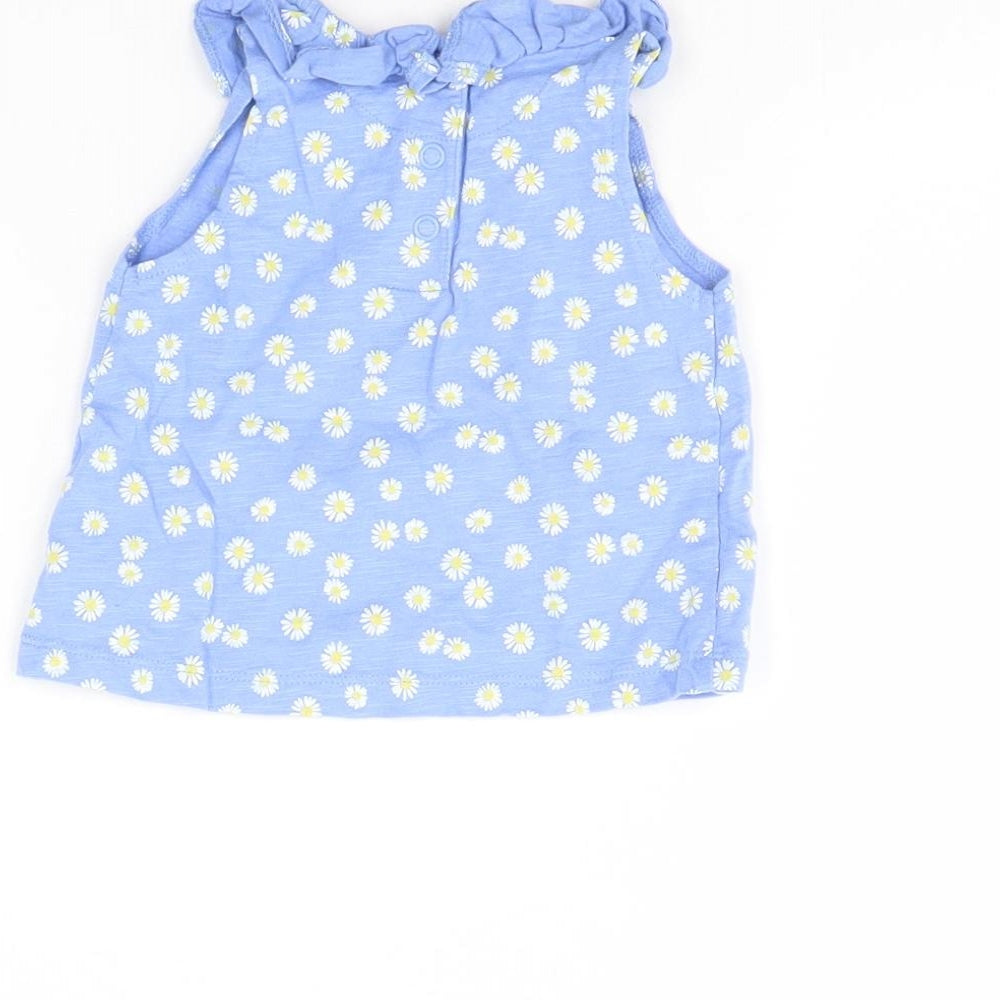 Mothercare Baby Blue Floral Basic T-Shirt Size 3-6 Months